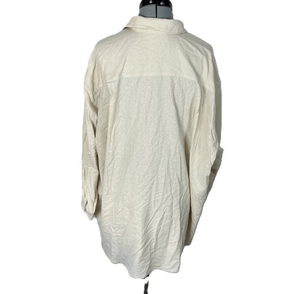 Jenni Kayne Relaxed Oversized Shirt Ivory Raw Silk Boyfriend XL - Picture 2 of 6